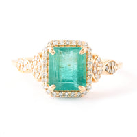 2.12 Ct Octagon Step Cut Natural Emerald 14K Gold Ring