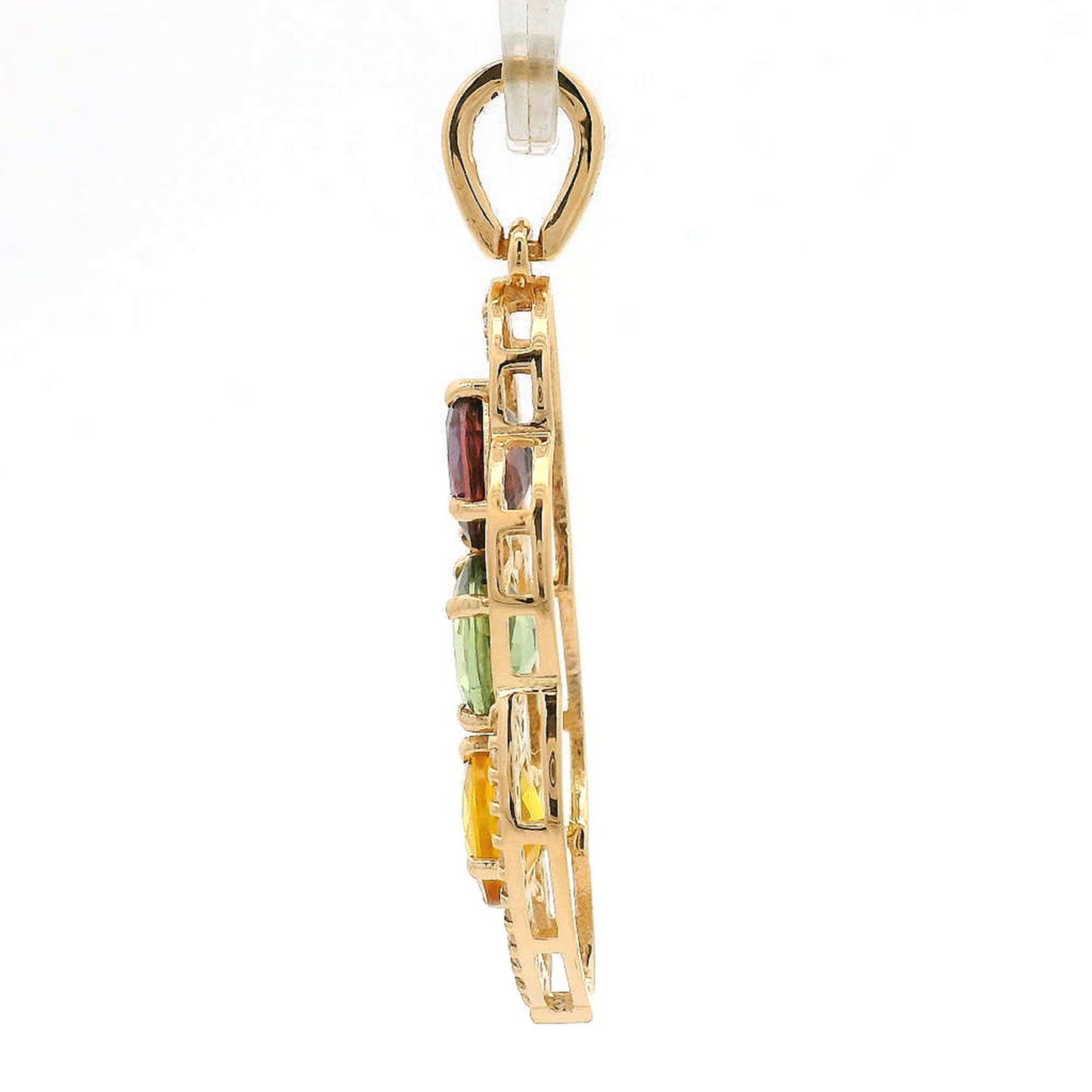 1.90 Ct Oval Multi Sapphire 14K Gold Pendant