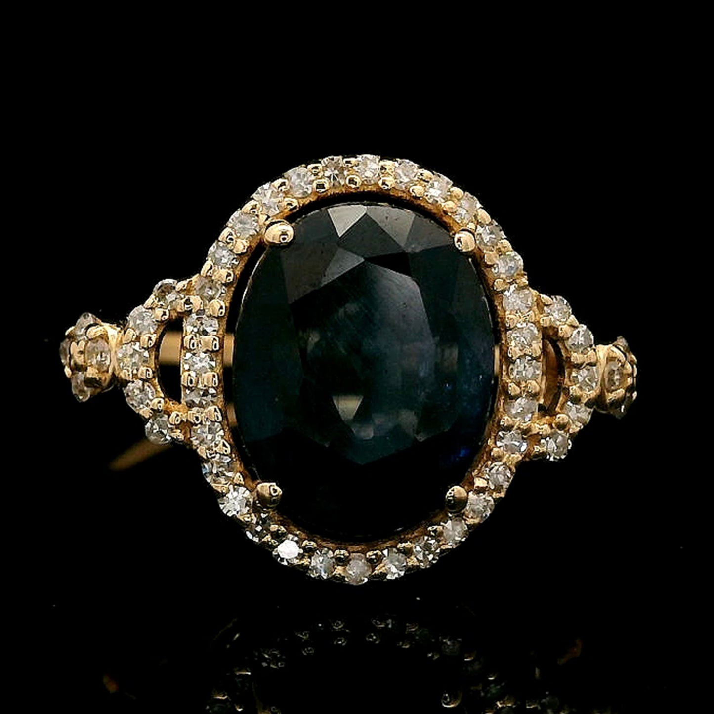 1.99 Ct Oval Mixed Cut Natural Sapphire 14K Gold Ring