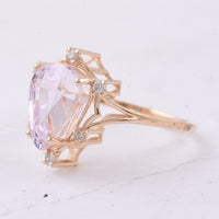 4.89 Ct Pear Natural Kunzite 14K Gold Ring