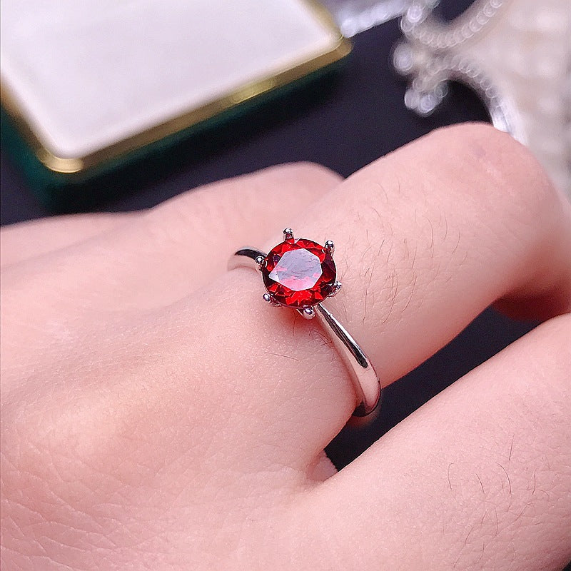 Garnet 925 Sterling Silver Ring