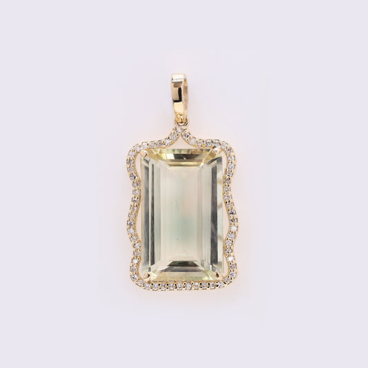 8.18 Ct Octagon Step Cut Natural Sunstone 14K Gold Pendant