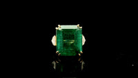 22.17 Ct Emerald Cut Natural Beryl Emerald 18K Gold Ring