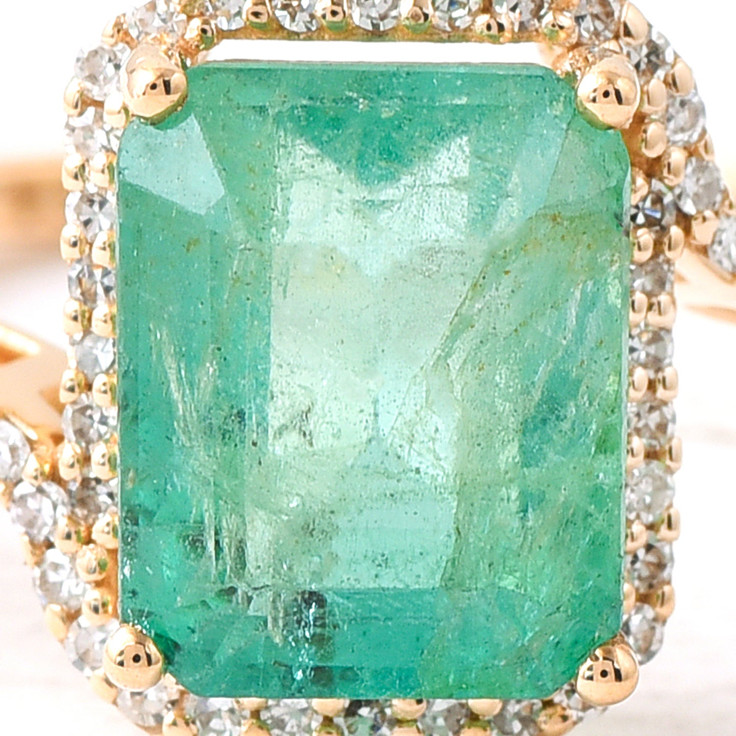 2.14 Ct Octagon Step Cut Natural Emerald 14K Gold Ring