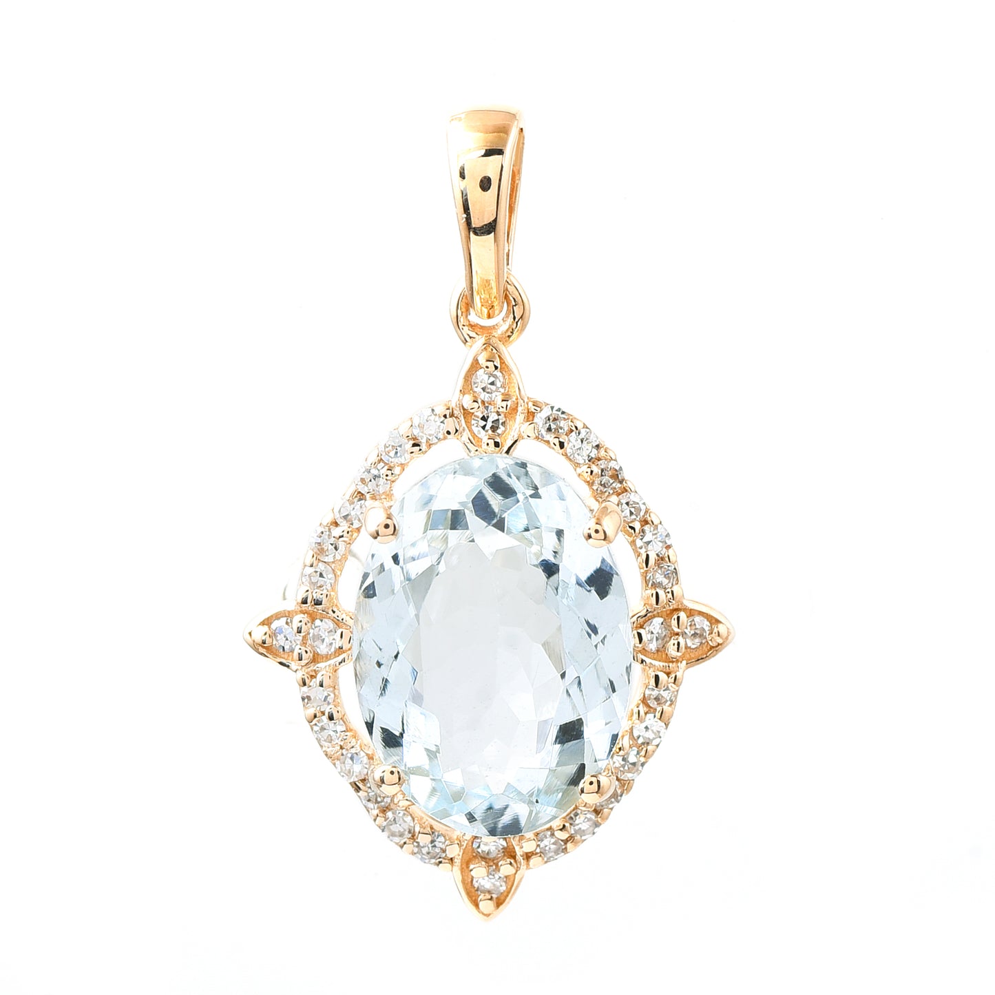 1.94 Ct Oval Aquamarine 14K Gold Pendant