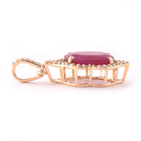 1.85 Ct Oval Mixed Cut Natural Ruby 14K Gold Pendant