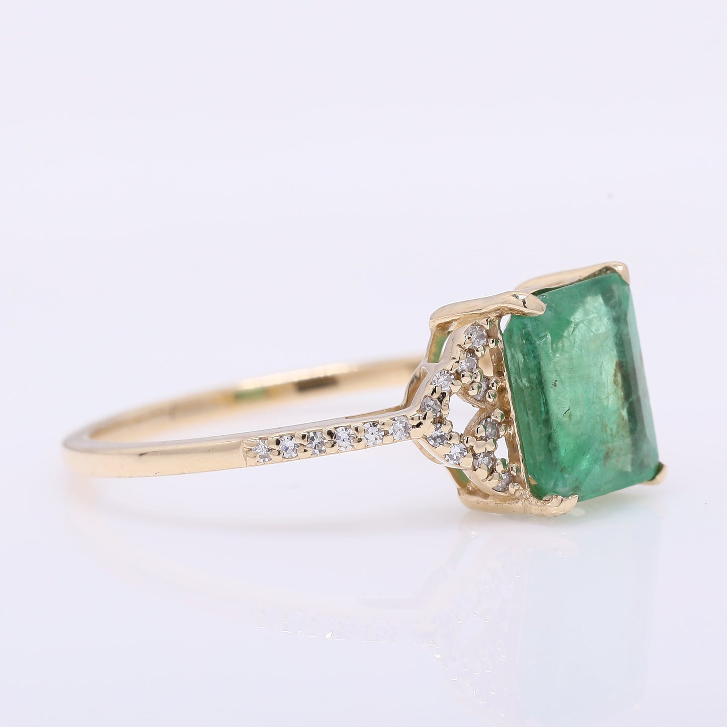 1.02 Ct Octagon Step Cut Natural Emerald 14K Gold Ring