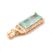 1.09 Ct Rectangle Step Cut Natural Emerald 14K Gold Pendant