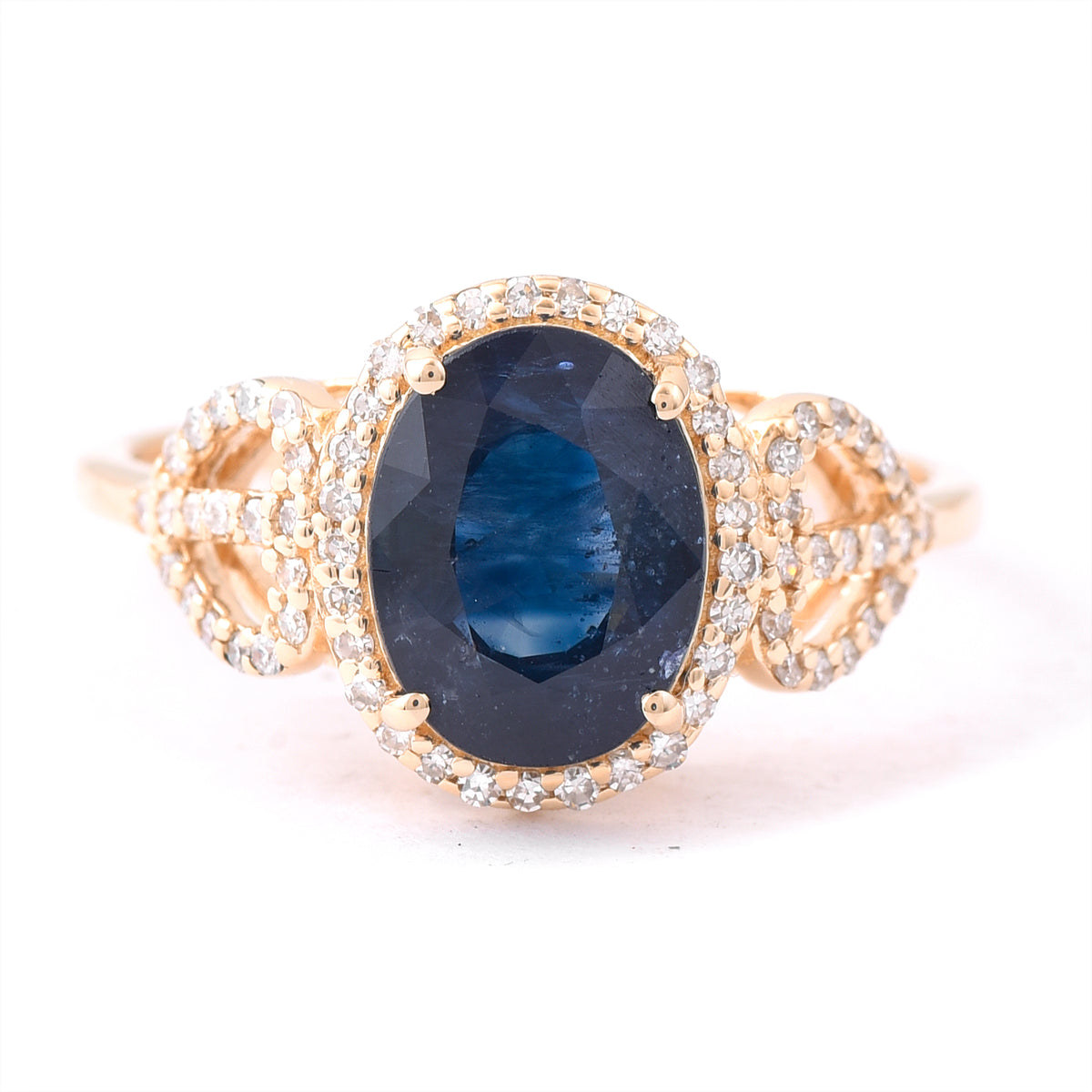 2.91 Ct Oval Mixed Cut Natural Sapphire 14K Gold Ring