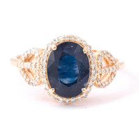 2.91 Ct Oval Mixed Cut Natural Sapphire 14K Gold Ring