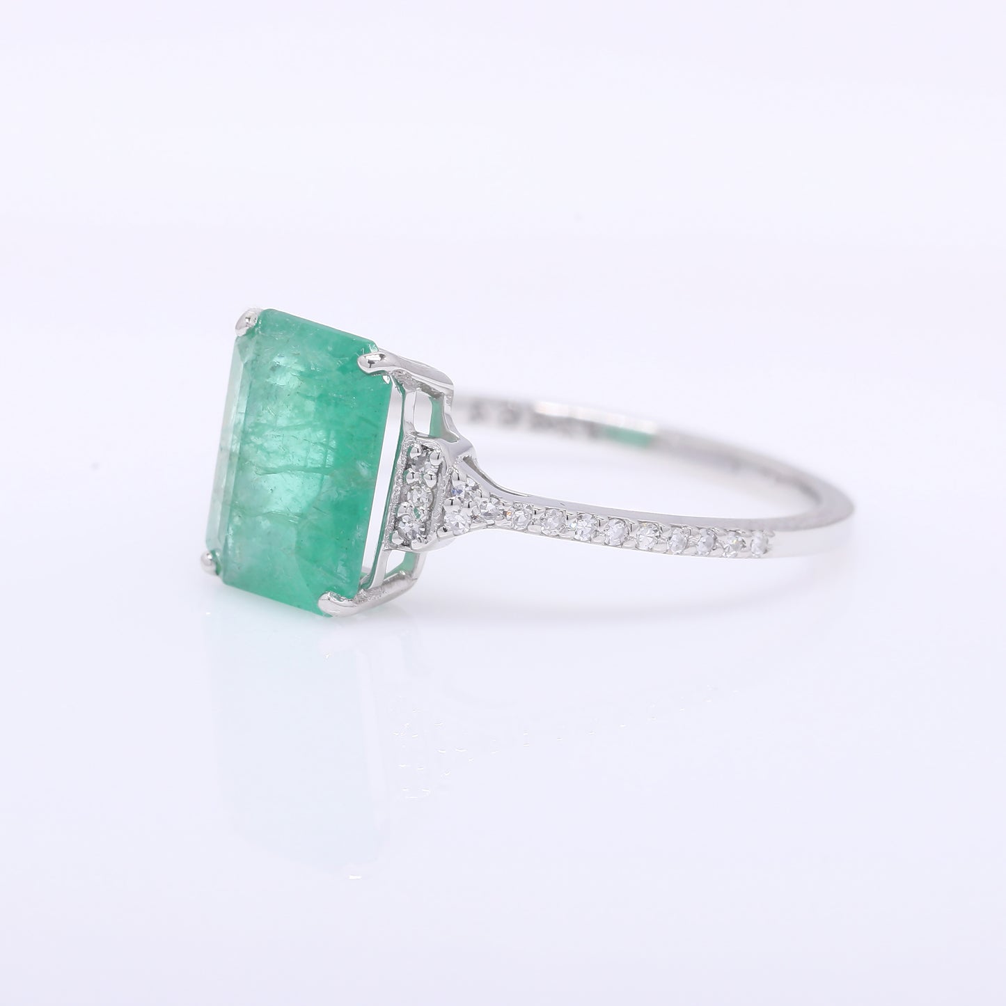 1.79 Ct Octagon Step Cut Natural Emerald 950 Platinum Ring