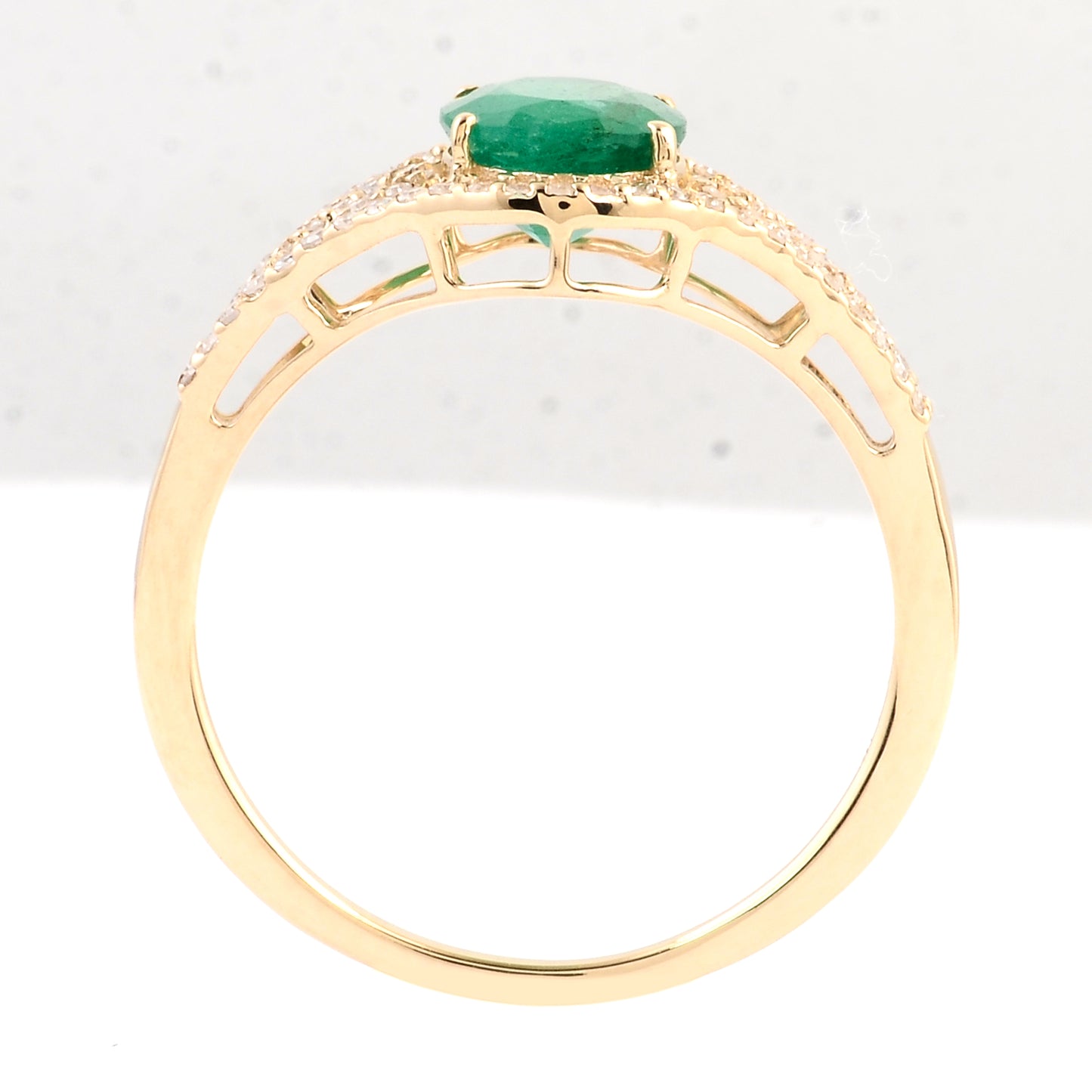 1.29 Ct Oval Mixed Cut Natural Beryl Emerald 14K Gold Ring