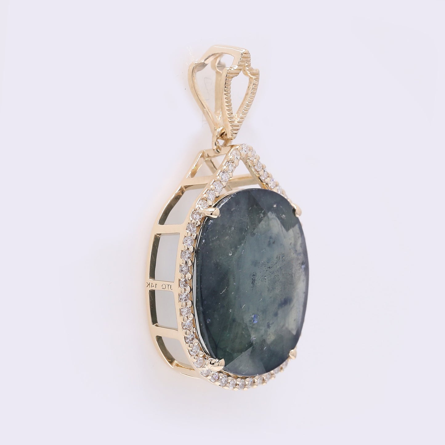 8.42 Ct Cushion Mixed Cut Natural Sapphire 14K Gold Pendant