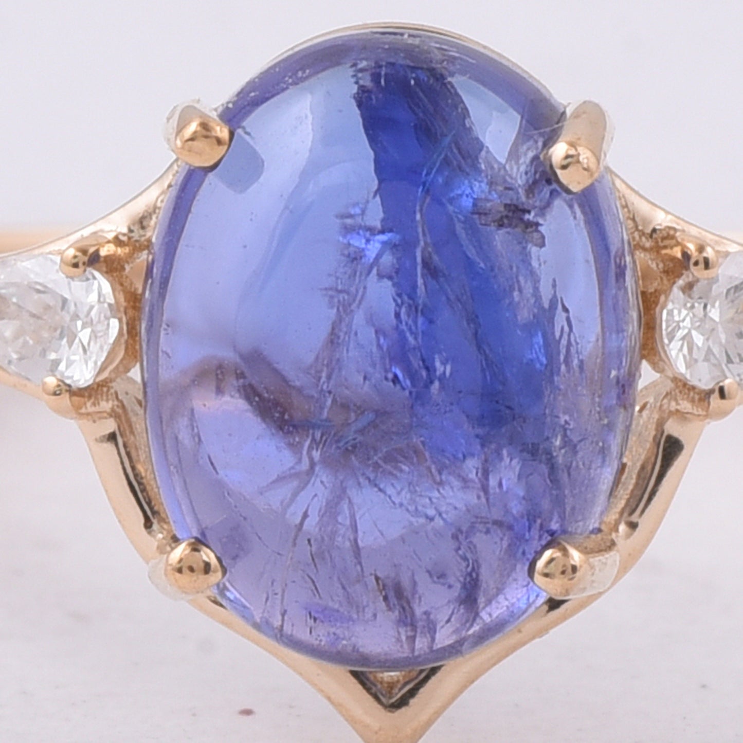 2.75 Ct Oval Cabochon Cut Natural Tanzanite 14K Gold Ring