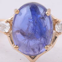 2.75 Ct Oval Cabochon Cut Natural Tanzanite 14K Gold Ring