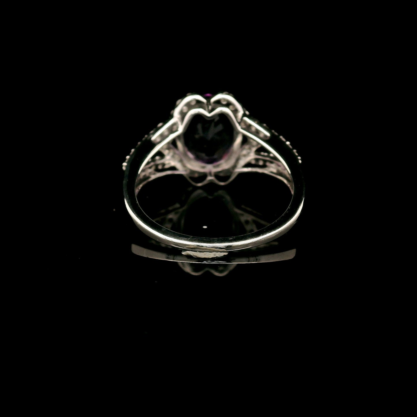 2.71 Ct Oval Amethyst, White Zircon 925 Sterling Silver Ring