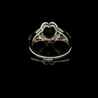 2.71 Ct Oval Amethyst, White Zircon 925 Sterling Silver Ring