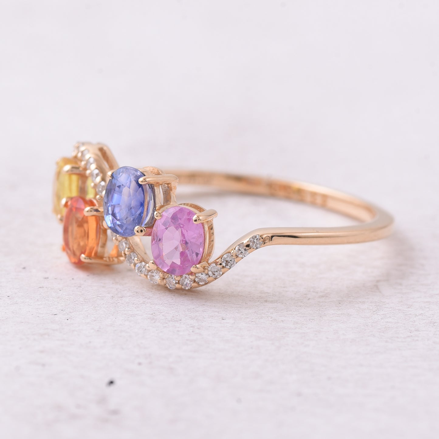 1.26 Ct Oval Natural Multi-Coloured Sapphire 14K Gold Ring