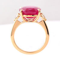 14.71 Ct Cushion Ruby 18K Gold Ring