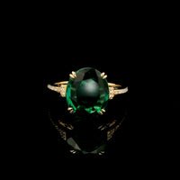 3.26 Ct Oval Mixed Cut Lab Grown Emerald 14K Gold Ring