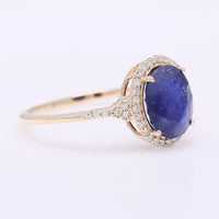2.68 Ct Oval Mixed Cut Natural Sapphire 14K Gold Ring