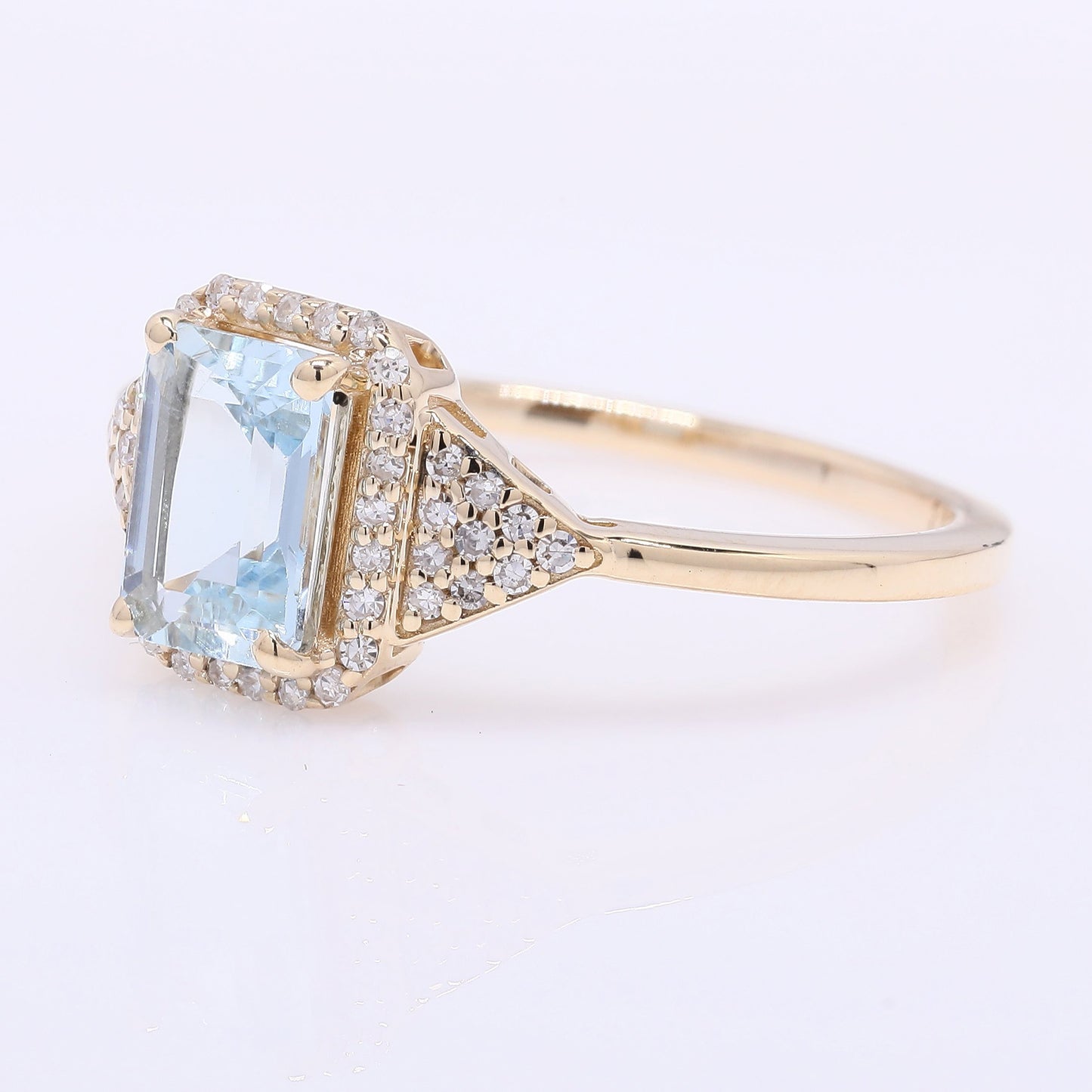 0.98 Ct Octagon Step Cut Natural Aquamarine 14K Gold Ring