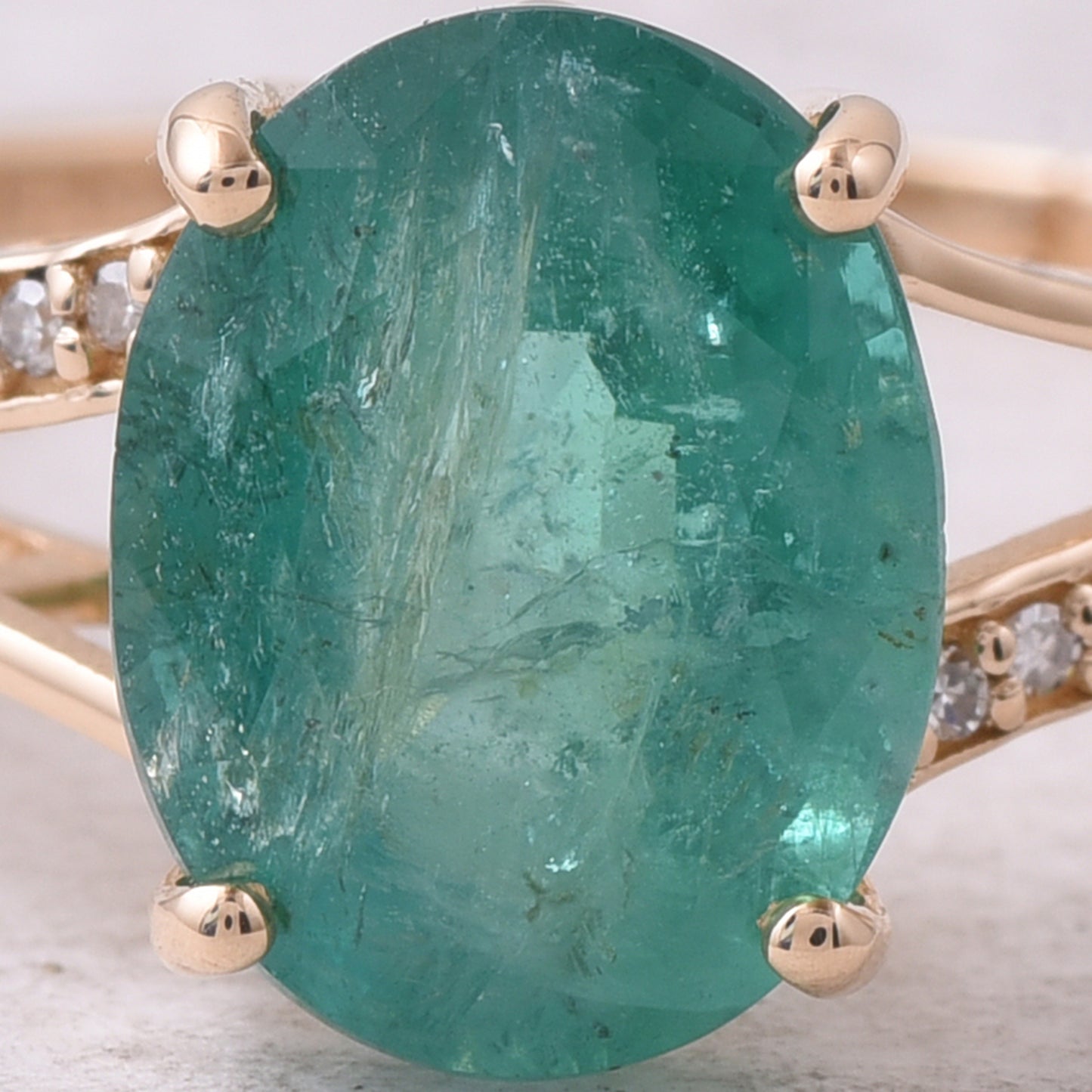 2.69 Ct Oval Mixed Cut Natural Emerald 14K Gold Ring