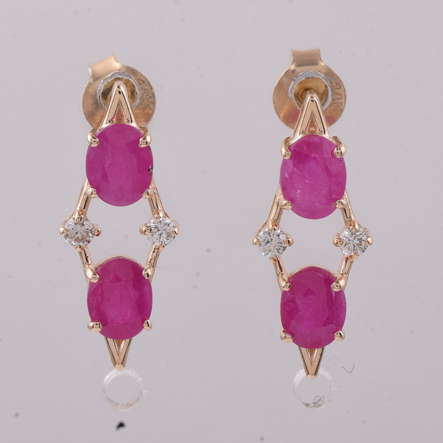 2.12 Ct Oval Natural Ruby 14K Gold Earrings