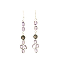 7.33 Ct Smoky Quartz, Amethyst 925 Sterling Silver Earrings