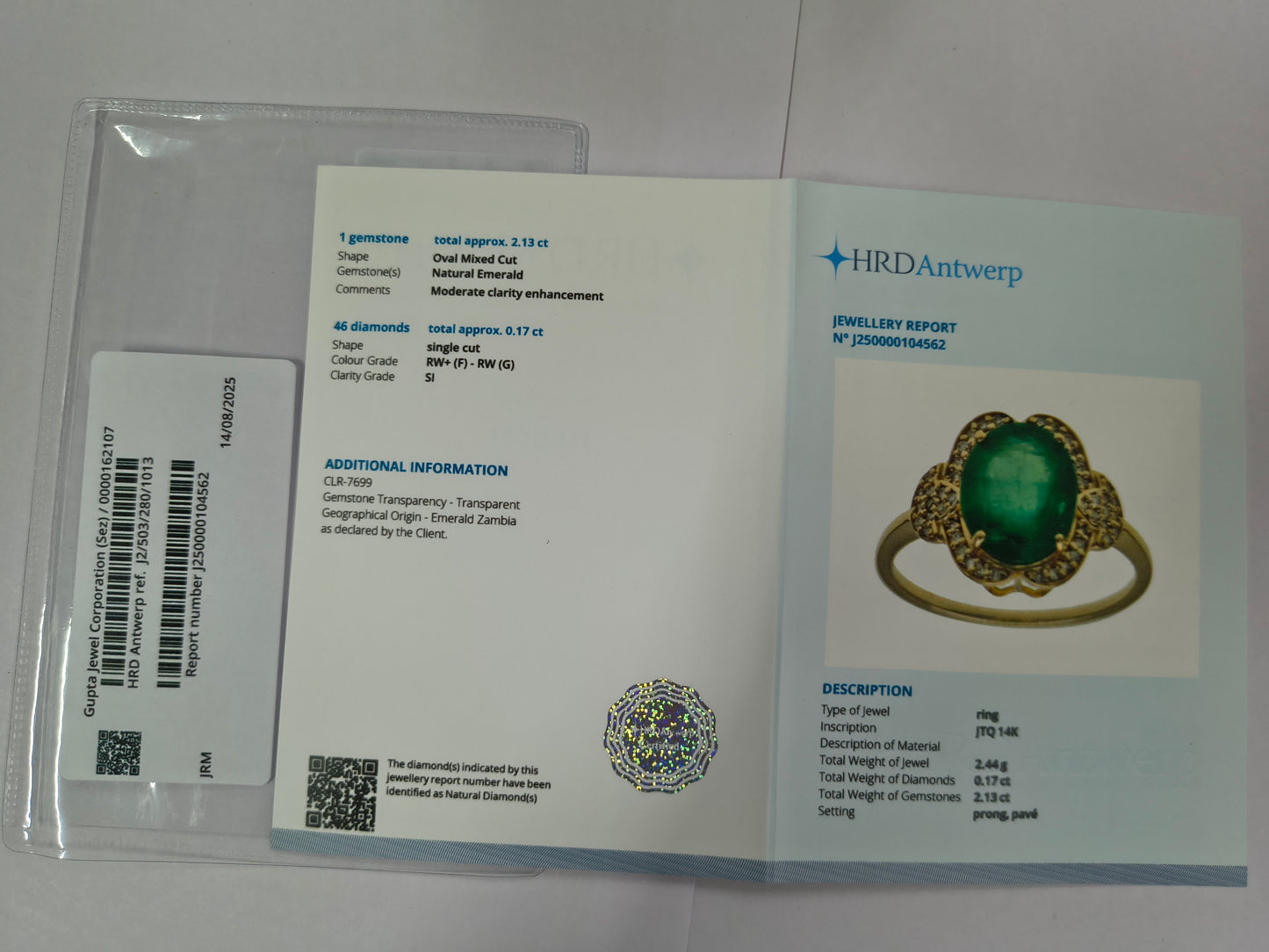 2.30 Ct Oval Mixed Cut Natural Emerald 14K Gold Ring