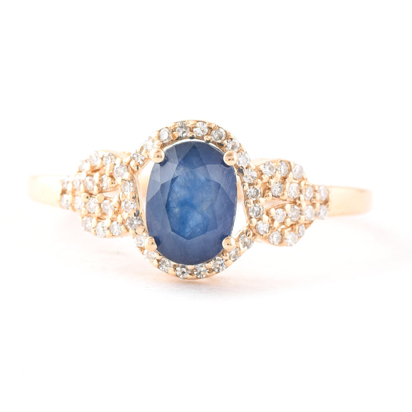 1.55 Ct Oval Mixed Cut Natural Sapphire 14K Gold Ring