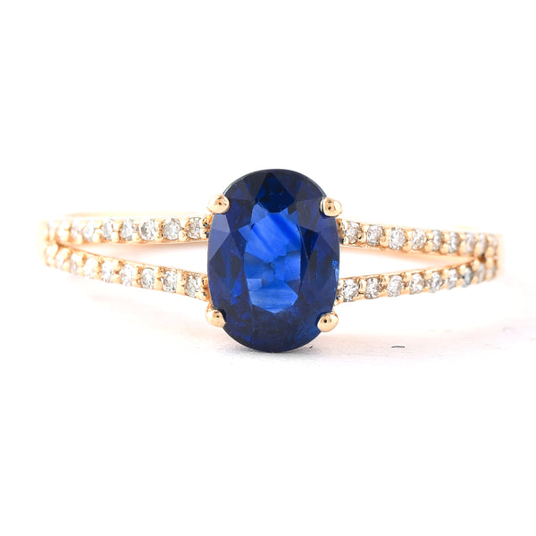 1.47 Ct Oval Mixed Cut Natural Sapphire 14K Gold Ring