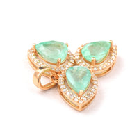 2.16 Ct Pear Mixed Cut Natural Emerald 14K Gold Pendant