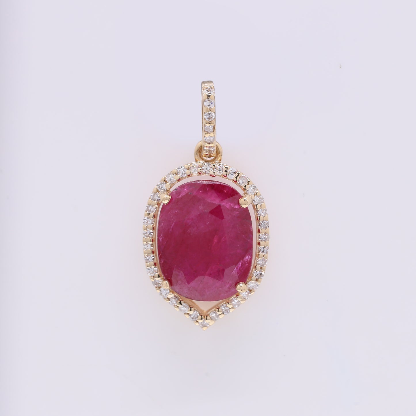 2.68 Ct Cushion Mixed Cut Natural Ruby 14K Gold Pendant