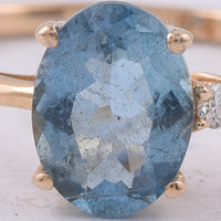 1.23 Ct Oval Natural Aquamarine 14K Gold Ring