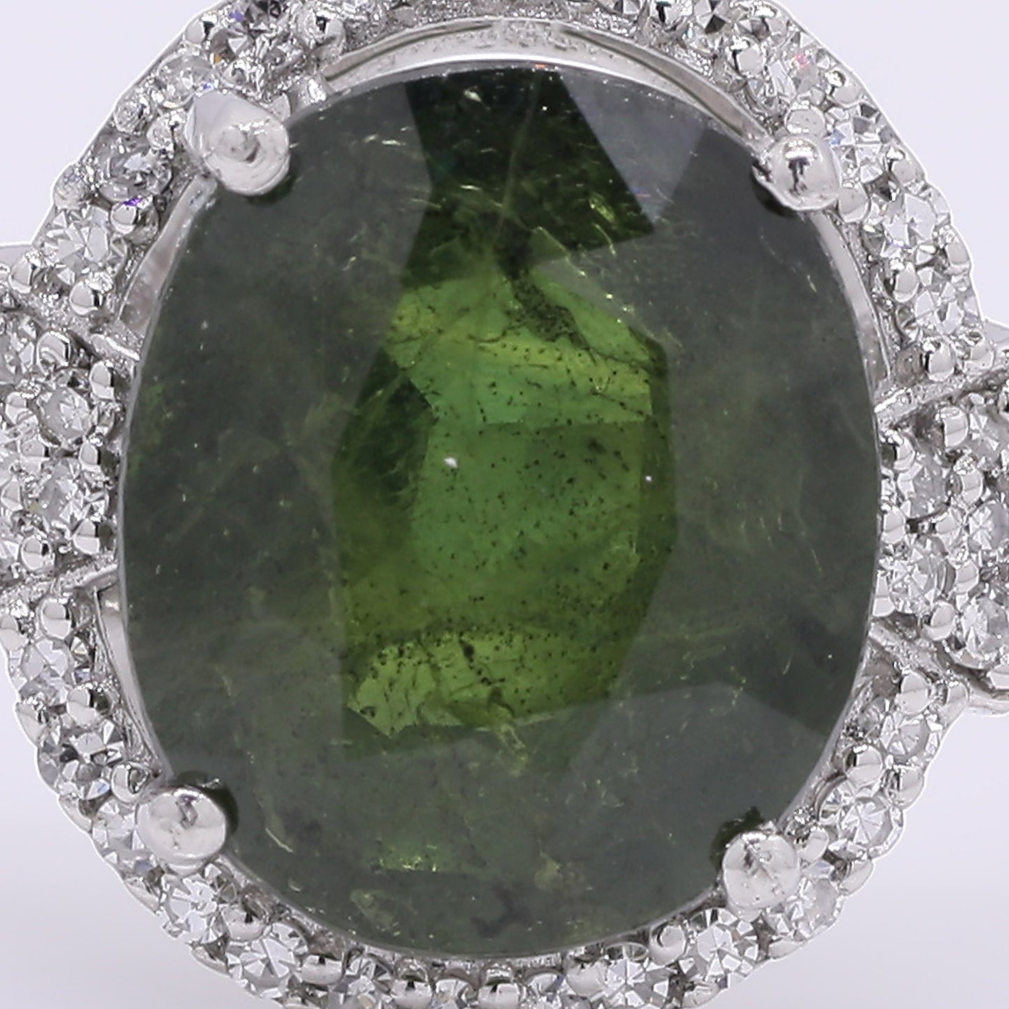3.58 Ct Cushion Mixed Cut Natural Green Sapphire 950 Platinum Ring
