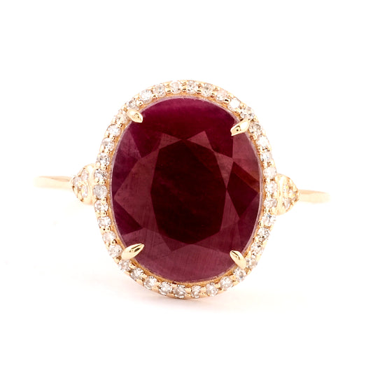 6.14 Ct Natural Codundum Ruby 14K Gold Ring