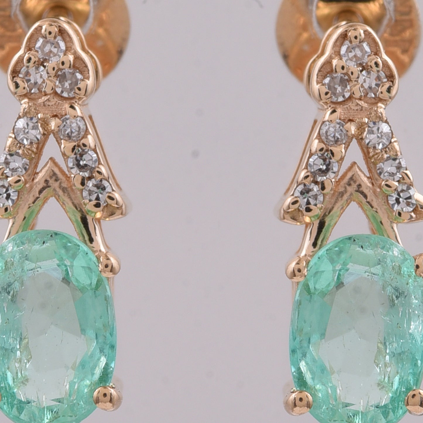 1.12 Ct Oval Natural Emerald 14K Gold Earrings