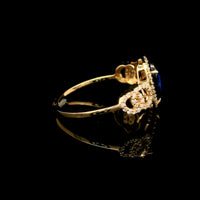1.53 Ct Pear Mixed Cut Lab Grown Sapphire 14K Gold Ring