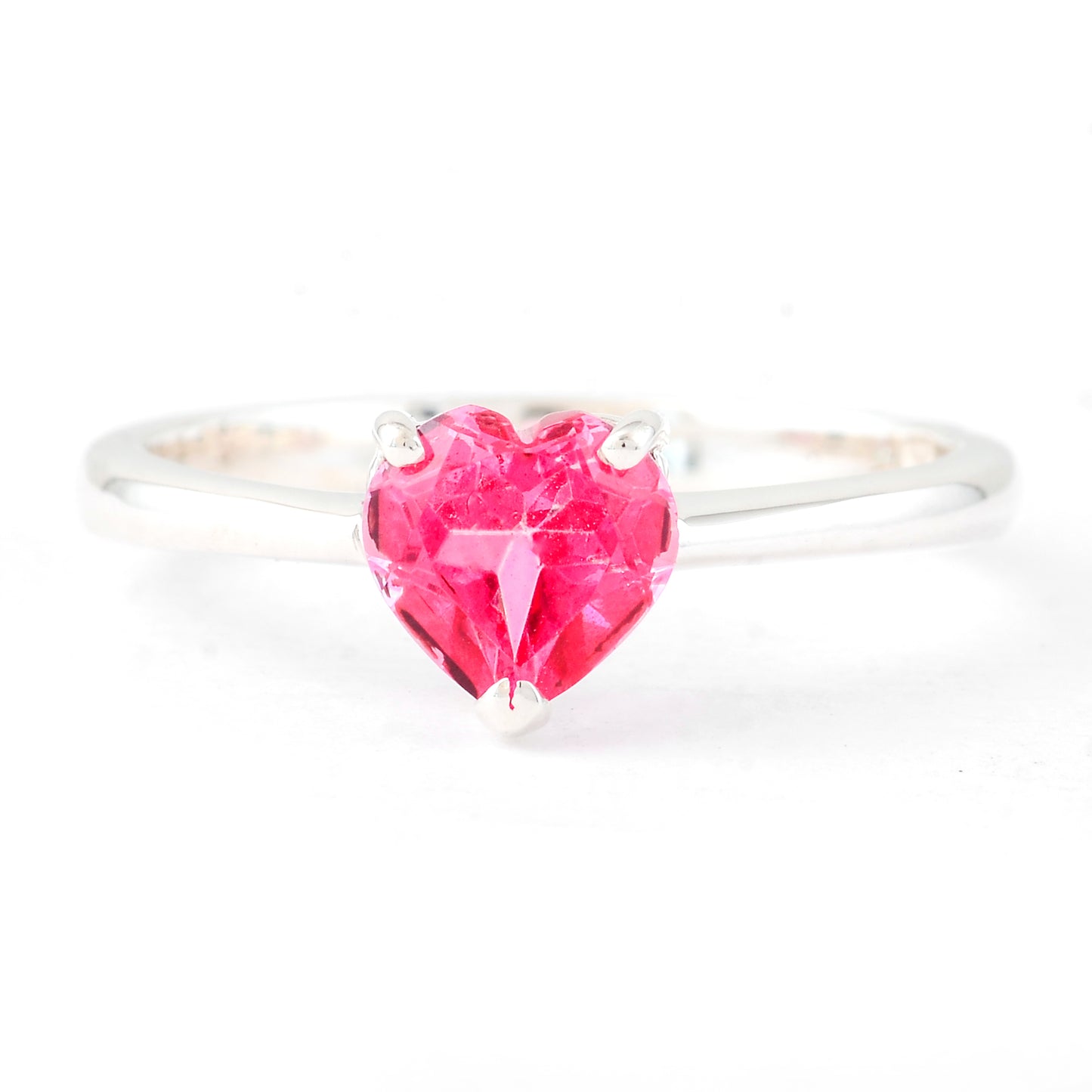 1.38 Ct Heart Pink Topaz, 925 Sterling Silver Ring