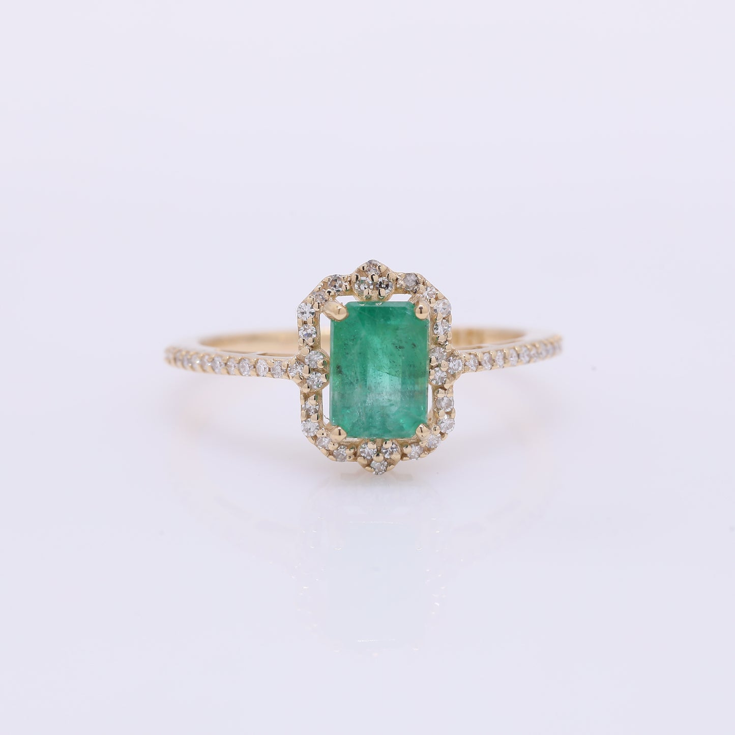 1.26 Ct Octagon Step Cut Natural Emerald 14K Gold Ring