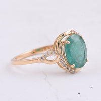 1.82 Ct Oval Natural Emerald 14K Gold Ring