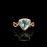 1.99 Ct Triangle Mixed Cut Natural Aquamarine 14K Gold Ring