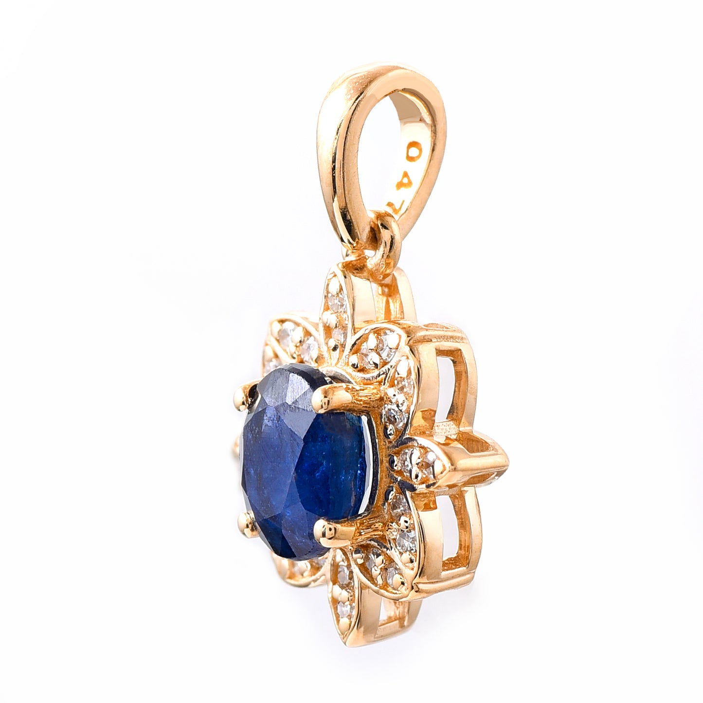 1.08 Ct Oval Mixed Cut Natural Sapphire 14K Gold Pendant