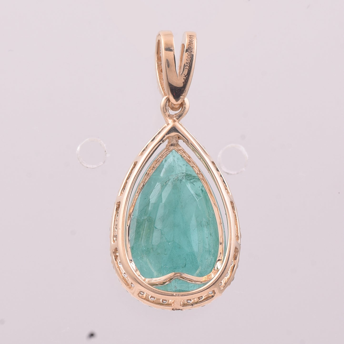 3.53 Ct Pear Mixed Cut Natural Emerald 14K Gold Pendant
