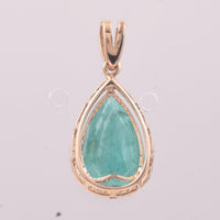 3.53 Ct Pear Mixed Cut Natural Emerald 14K Gold Pendant
