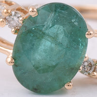 1.50 Ct Oval Natural Emerald 14K Gold Ring