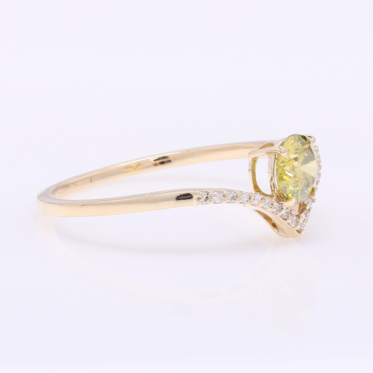 0.59 Ct Round Yellow Diamond 14K Gold Ring