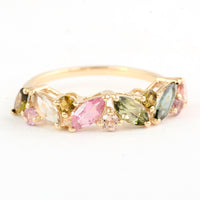 1.63 Ct Pear Multi Tourmaline 14K Gold Ring
