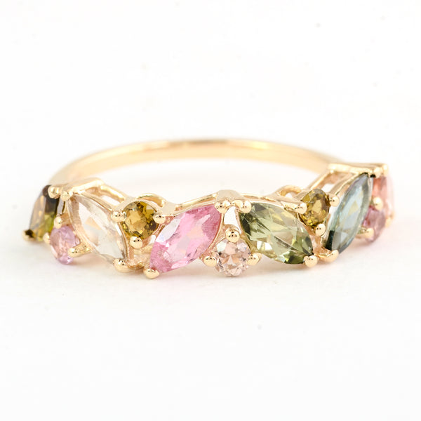 1.63 Ct Pear Multi Tourmaline 14K Gold Ring